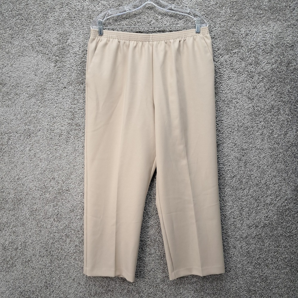 Alfred Dunner Petite Tan Beige Elastic Waist Straight Leg Pants 16P